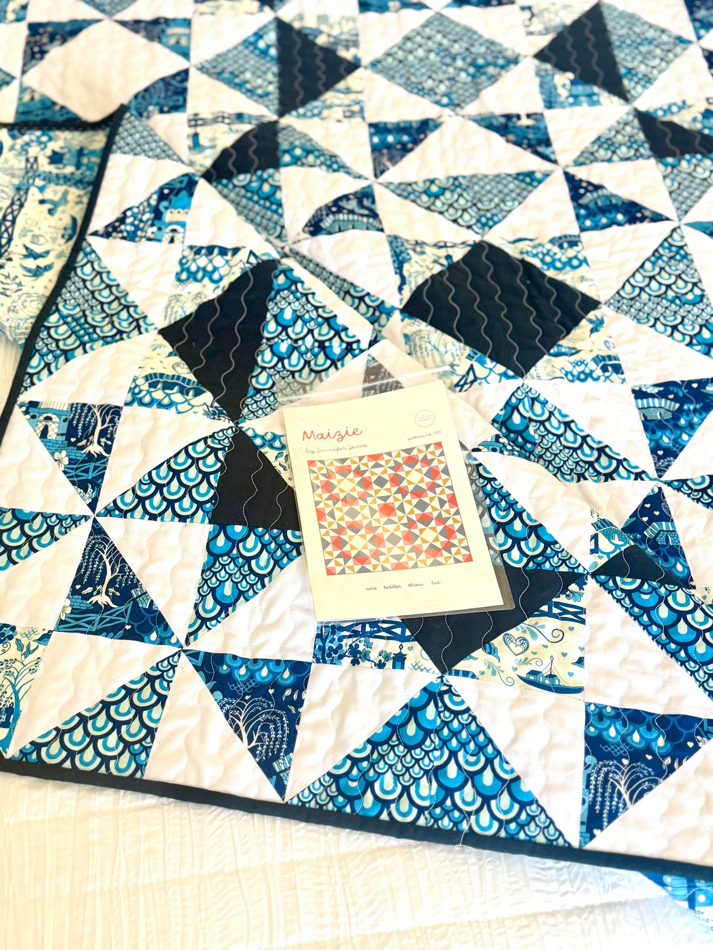 China Blue Quilt Kit - Legendary Love - Maizie Pattern - Includes Backing and Paper Pattern