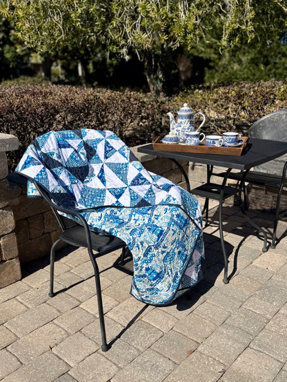 China Blue Quilt Kit - Legendary Love - Maizie Pattern - Includes Backing and Paper Pattern