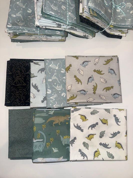 Riley Blake *Out of Print* Roar - Dinosaurs, Citrus and Mint Designs, 7 Piece FQB