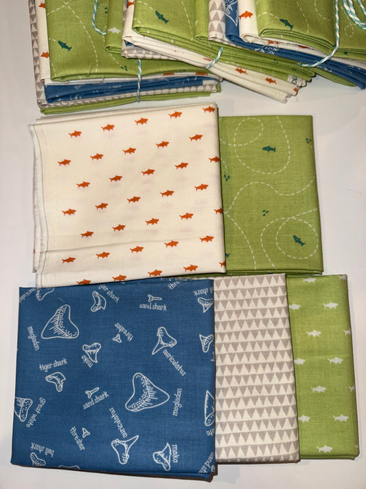 Riley Blake *Out of Print* Riptide - Sharks, Citrus and Mint Designs, 5 Piece FQB
