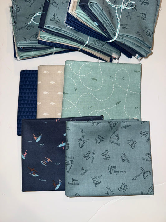 Riley Blake *Out of Print* Riptide - Sharks, Citrus and Mint Designs, 5 Piece FQB