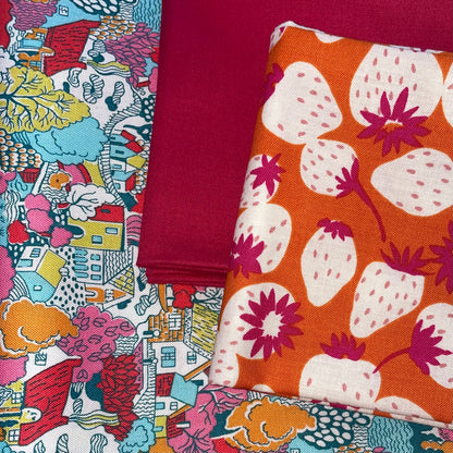 Checkered Pillow Kit - Bright Strawberries and Liberty Park