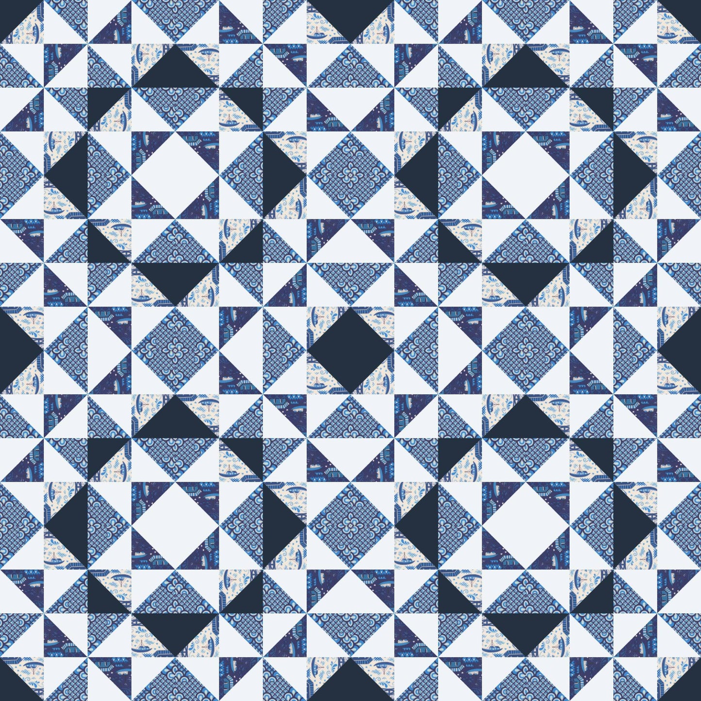 China Blue Quilt Kit - Legendary Love - Maizie Pattern - Includes Backing and Paper Pattern