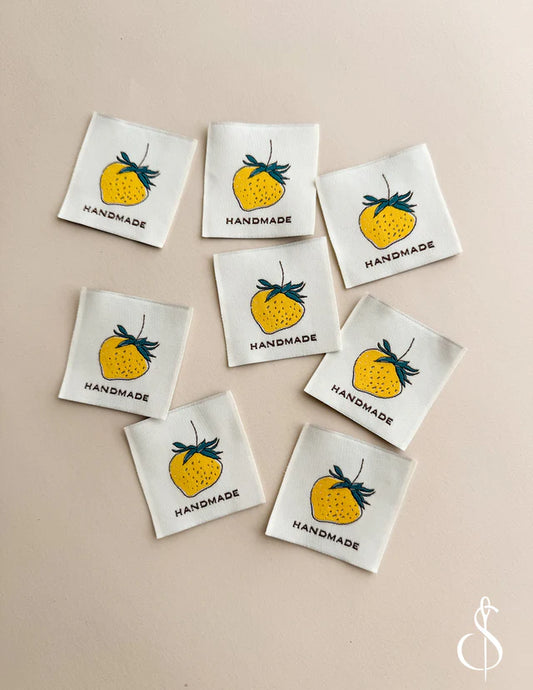 Yellow Strawberry - Handmade - Woven Labels