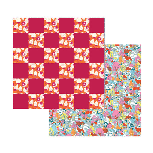 Checkered Pillow Kit - Bright Strawberries and Liberty Park