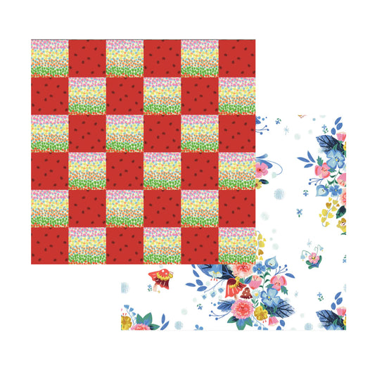 Checkered Pillow Kit - Flowers and Ladybugs