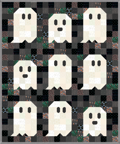 Ghost Party Quilt Kit Black and White (Scrappy Ghost)