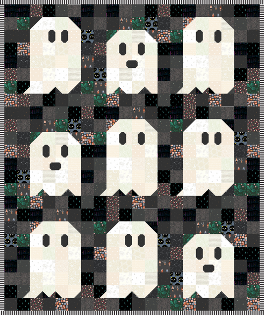 Ghost Party Quilt Kit Black and White (Scrappy Ghost)