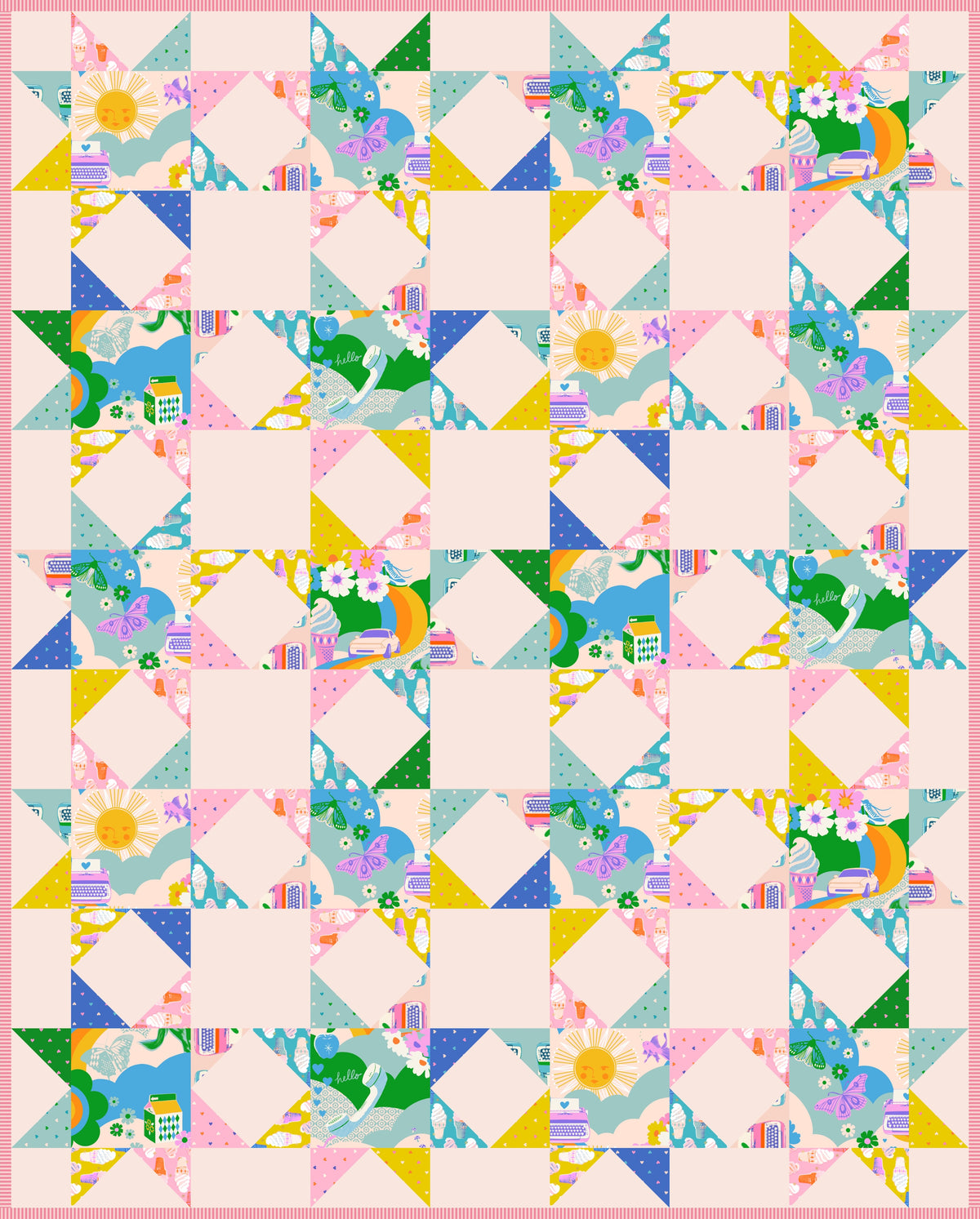 Best Day Ever - Layer Cake Stars Quilt Kit - PRECUT and READY TO SEW! - Paper Pattern Included