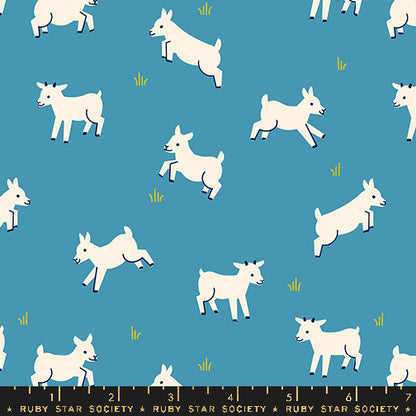 Baby Goats in Vintage Blue - Animal Animal Collaborative Collection