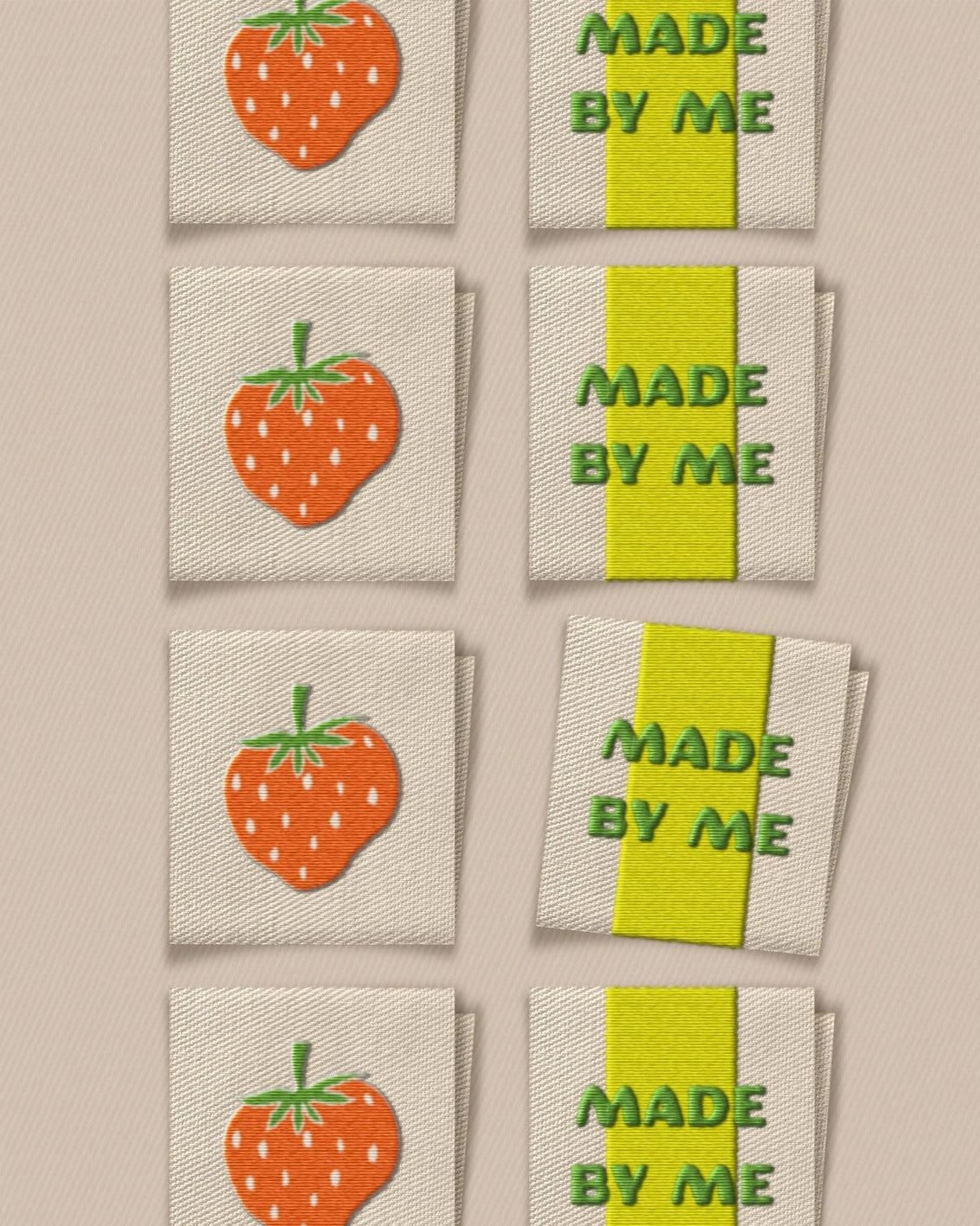 Strawberry Made by Me Square Woven Labels by Matchy Matchy Sewing Club