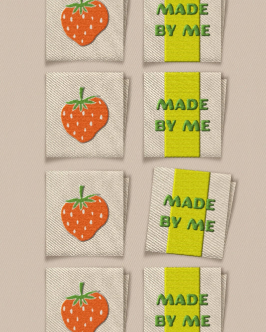 Strawberry Made by Me Square Woven Labels by Matchy Matchy Sewing Club