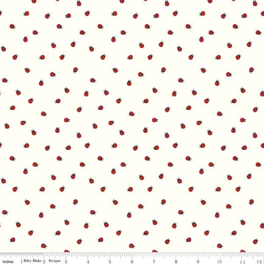 Red Hot White Lady Bugs- Riley Blake Designs