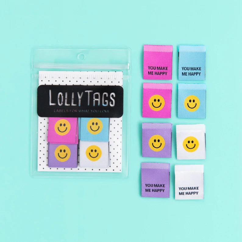 Happy Faces - Variety - Woven Labels by Lolly Tags