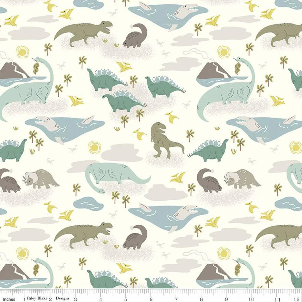 Roar Cream Main Dinosaur Print - Riley Blake Designs - *OOP