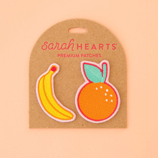 Embroidered Patches - Banana & Orange - 2 Pack
