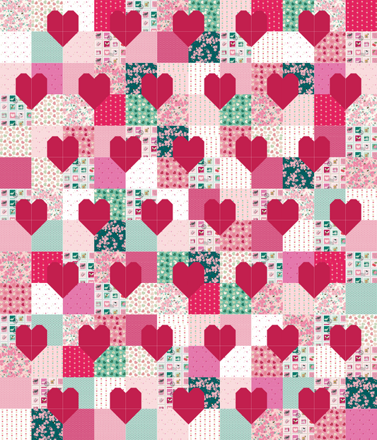 Valentine's Patchwork Hearts Quilt Kit (Includes Backing) Pattern by Emily Dennis