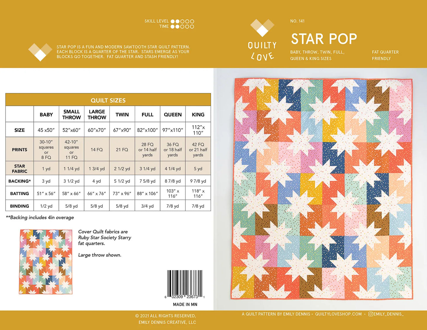 Star Pop Quilt Pattern by Emily Dennis