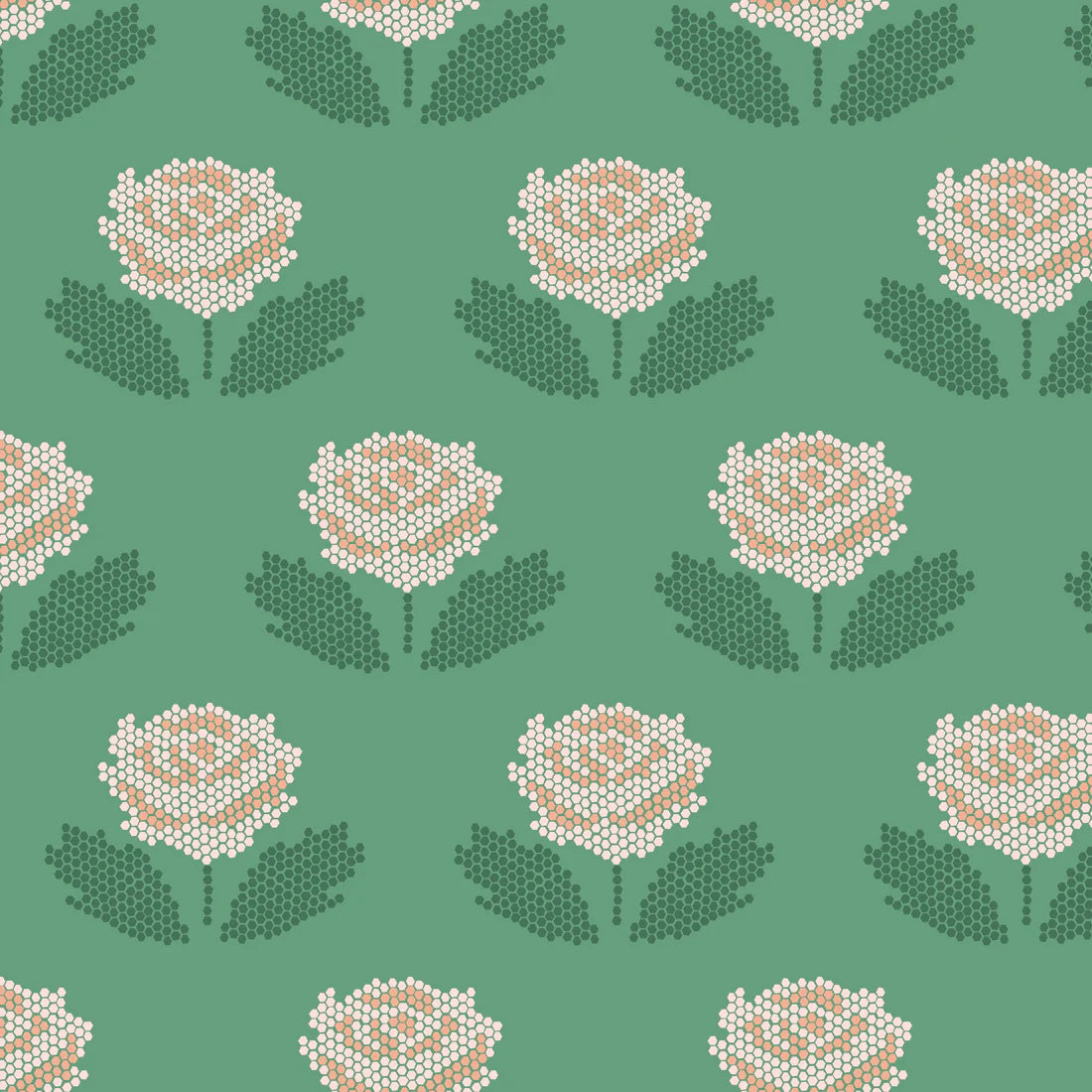 New Dawn Green Stitch Roses - Riley Blake Designs - *OOP