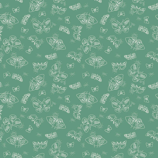 Wild Bouquest Green Flutter Moths - Riley Blake Designs - *OOP